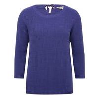 Women\'s Ladies pure cotton plain thick knit three quarter length sleeve Bow back jumper