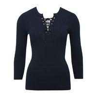 womens ladies v neck three quarter length sleeve stretch ribbed knit l ...