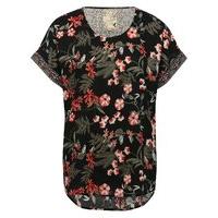 womens ladies soft jersey short sleeve scoop neck tropical floral prin ...