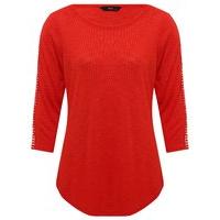 Women\'s Ladies 3/4 Sleeve Scoop Neck Casual Jersey Top With Crochet lace trim