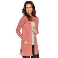 womens ladies long sleeve longer length ribbed knit layered cardigan w ...