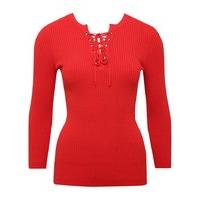 womens ladies v neck three quarter length sleeve stretch ribbed knit l ...