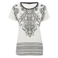 Women\'s Ladies Short Sleeve Scoop Neck Paisley Print everyday Casual Jersey Top