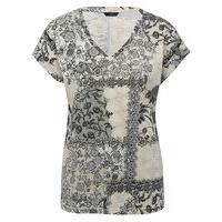 Women\'s Ladies short sleeve v-neck slim fit floral print cotton jersey casual t-shirt