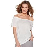 Women\'s Ladies short sleeve plain soft jersey elasticated frill neck off shoulder casual summer gypsy top