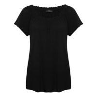 Women\'s Ladies short sleeve plain soft jersey elasticated frill neck off shoulder casual summer gypsy top