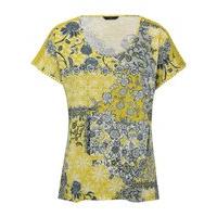Women\'s Ladies short sleeve feminine floral print crochet trim cotton blend summer casual t-shirt