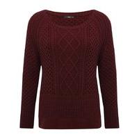 womens ladies cable knit scoop neck long sleeve winter jumper