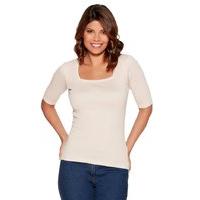 Women\'s Ladies pure cotton jersey plain half sleeve Square neck casual t-shirt