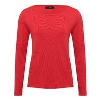 womens ladies simple red lightweight round neck jumper with long sleev ...