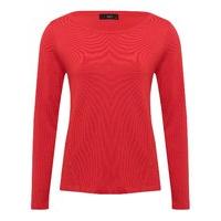 Women\'s Ladies Simple Red Lightweight Round Neck Jumper With long Sleeves and Side Seam Button Detail