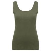 womens ladies plain pure cotton sleeveless slim fit ribbed scoop neck  ...