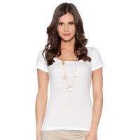 Women\'s Ladies plain cotton rich short sleeve square neck basic jersey t-shirt