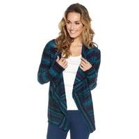 Women\'s Ladies striped knit waterfall front draped open long sleeve cardigan