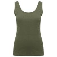 womens ladies plain pure cotton sleeveless slim fit ribbed scoop neck  ...