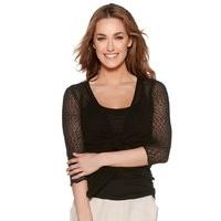 Women\'s Ladies 3/4 sleeve textured popcorn knit drape open front shrug cardigan