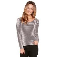 Women\'s Ladies Long Sleeve Stripe Print Scoop Neck Cotton Rich Casual top