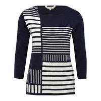 Women\'s Ladies cotton blend slim fit Three quarter length sleeve colour Block striped jumper