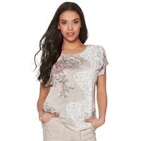 womens ladies petite size scoop neckline short sleeve floral lace prin ...