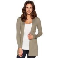 womens ladies long sleeve longer length ribbed knit layered cardigan w ...