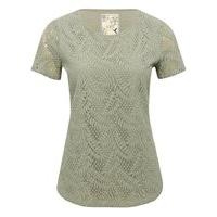 womens ladies cotton blend short sleeve scoop neck sheer palm leaf lac ...