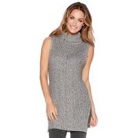 womens ladies sleeveless cosy chunky cable knit roll neck casual winte ...