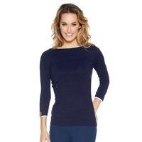 Women\'s Ladies light viscose knit Three quarter length sleeve Contrast trim slash neck jumper