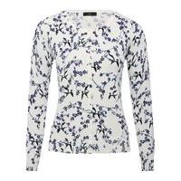 womens ladies stretch knit long sleeve button fastening floral bird pr ...