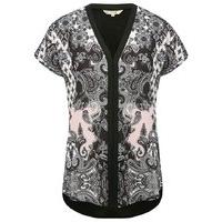 Women\'s Ladies soft jersey blend Short sleeve v neckline floral Paisley print top