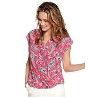 womens ladies short capped sleeve paisley print v neckline wrap over f ...