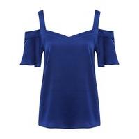 Women\'s Ladies cold shoulder short sleeve v-neck lightweight formal cami top