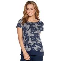 womens ladies short sleeve scoop neck butterfly print border hem light ...