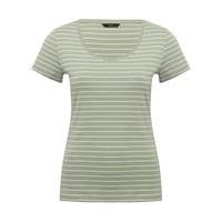 Women\'s Ladies khaki stripe pure cotton pull on short sleeve scoop neck summer top