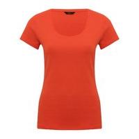 womens ladies bright orange short sleeve scoop neck pull on pure cotto ...