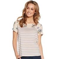 Women\'s Ladies cotton stretch jersey short sleeve Floral stripe print t-shirt