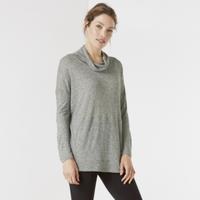 wool blend funnel neck longline top