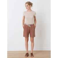 Woman\'s straight-leg linen / cotton herringbone shorts, HASSEN