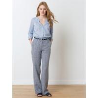 Woman\'s wide legged trousers in a Somewhere-exclusive linen chambray, HARIGI