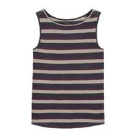 Woman\'s sleeveless striped linen jerseyT-shirt, HEDONO
