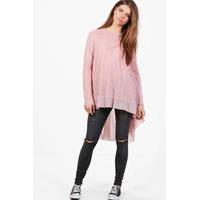 Woven Hem Jumper - pink