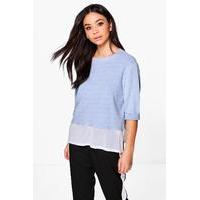 woven hem marl sweat pale blue