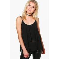 Woven Tiered Cami - black