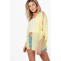 woven cut out shoulder kimono yellow