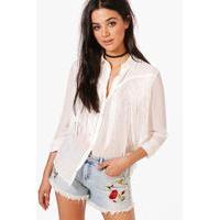 Woven Fringed Shirt - ivory