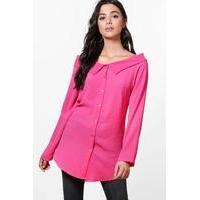 woven button through blouse pink