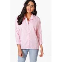 Woven Oversized Stripe Shirt - pink