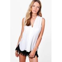 Woven Sleeveless Top - white