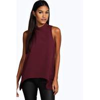 woven high neck swing top berry