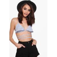 woven stripe bralet blue