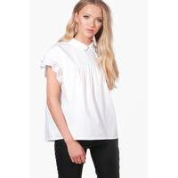 woven collar blouse white